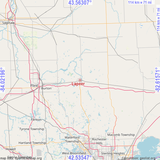 Lapeer on map