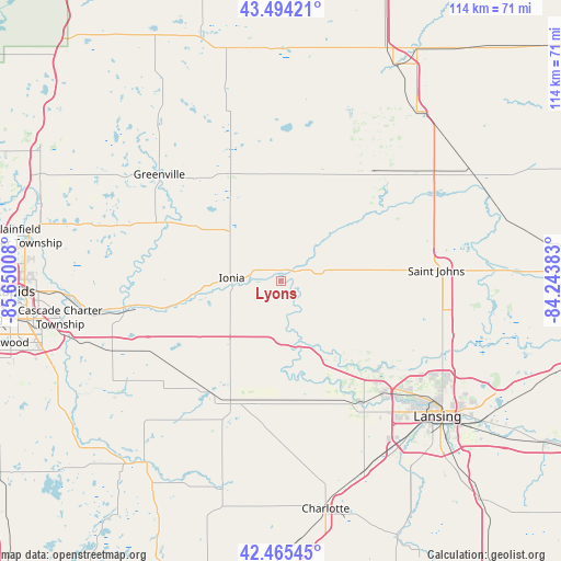 Lyons on map