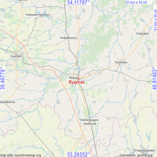 Ryazhsk on map