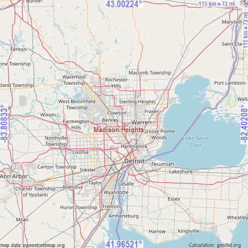 Madison Heights on map