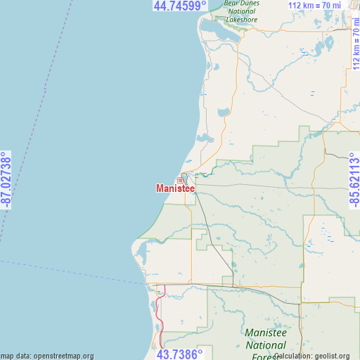 Manistee on map