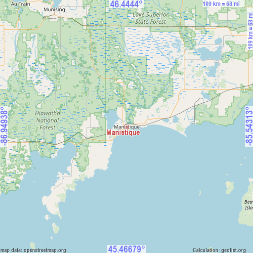 Manistique on map