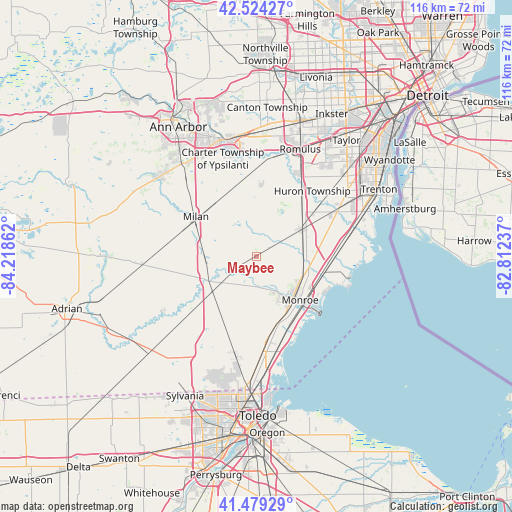Maybee on map
