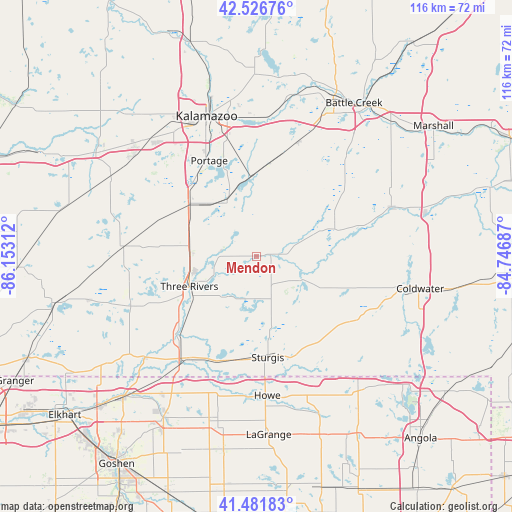 Mendon on map