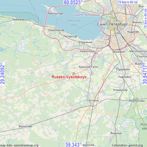 Russko-Vysotskoye on map