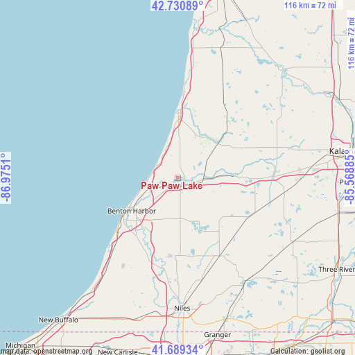 Paw Paw Lake on map