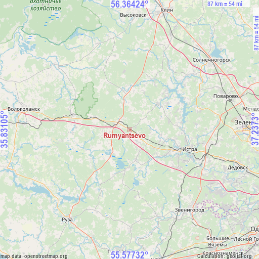 Rumyantsevo on map