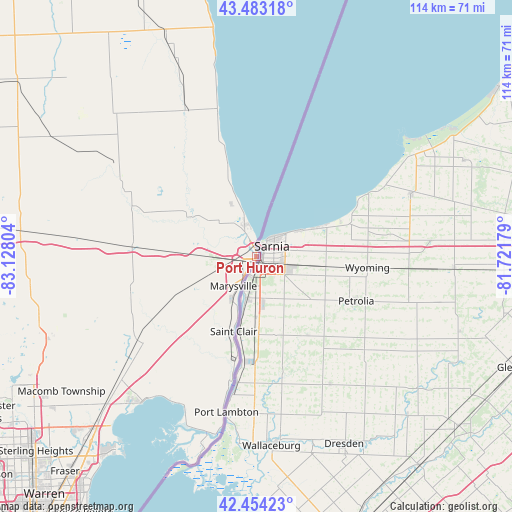 Port Huron on map