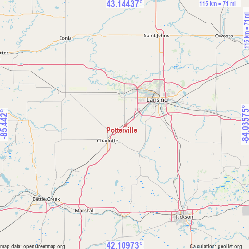 Potterville on map
