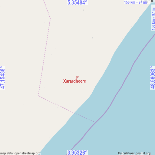 Xarardheere on map