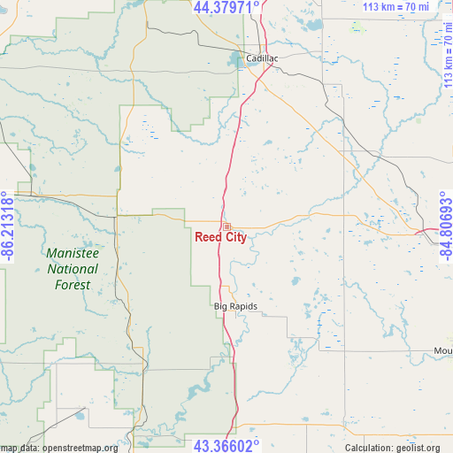 Reed City on map