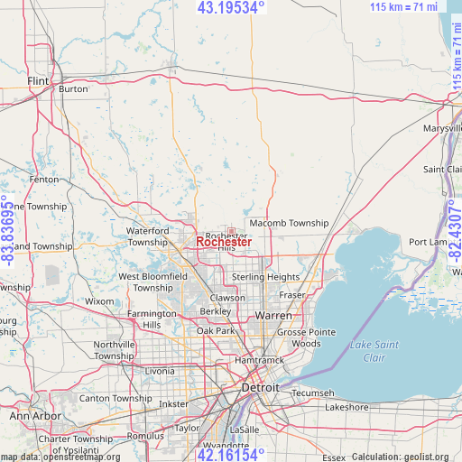Rochester on map