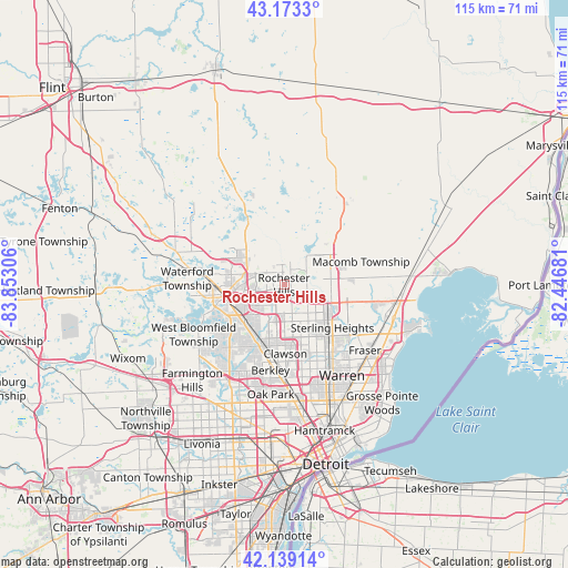 Rochester Hills on map