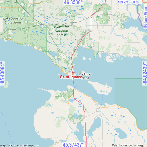 Saint Ignace on map