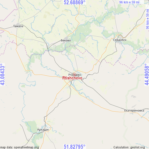 Rtishchevo on map