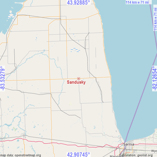 Sandusky on map