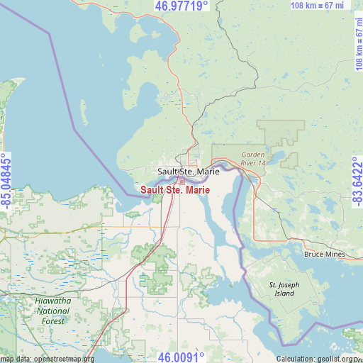 Sault Ste. Marie on map