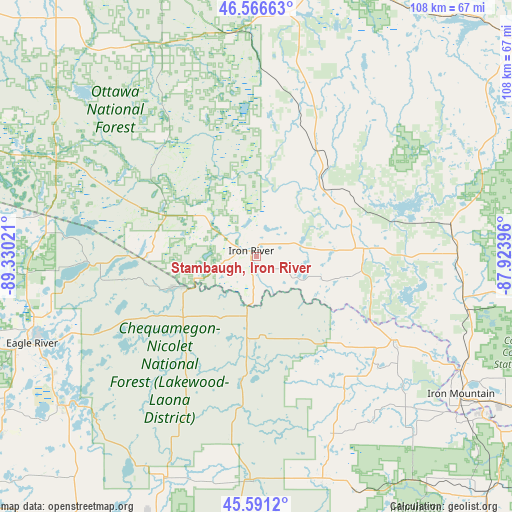 Stambaugh, Iron River on map