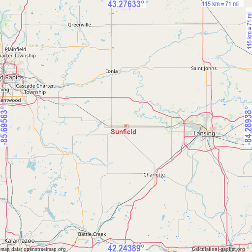 Sunfield on map