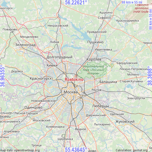 Rostokino on map
