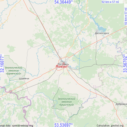 Roslavl’ on map