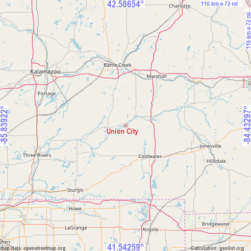 Union City on map