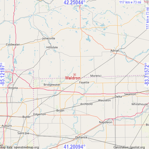 Waldron on map