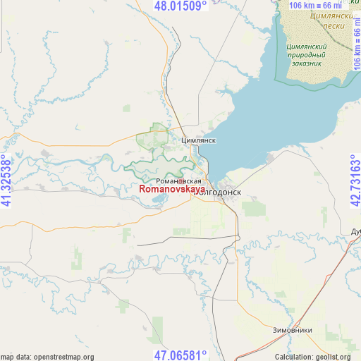 Romanovskaya on map