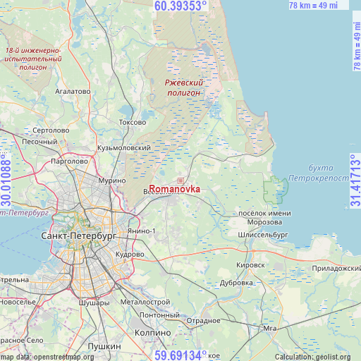 Romanovka on map