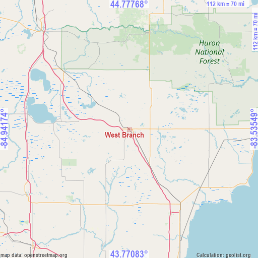 West Branch on map