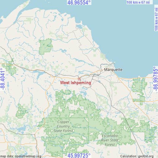 West Ishpeming on map