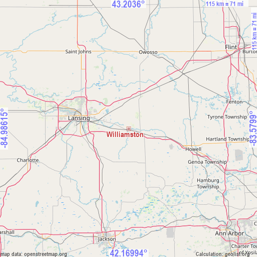 Williamston on map