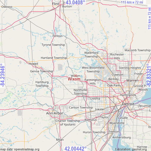 Wixom on map