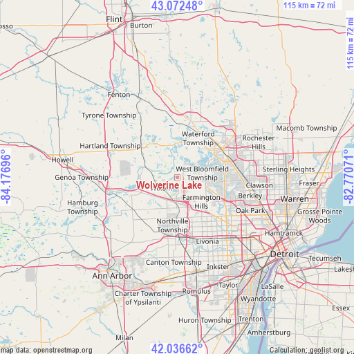 Wolverine Lake on map