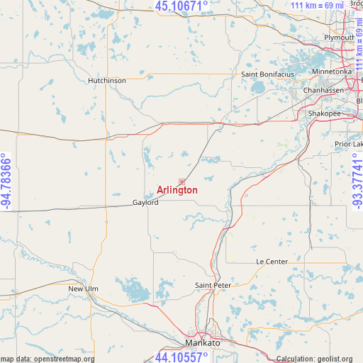 Arlington on map