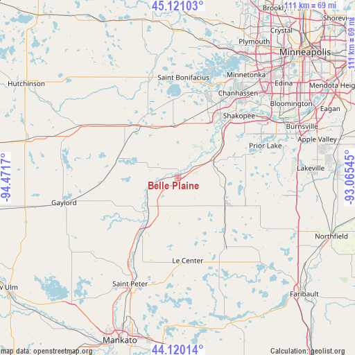 Belle Plaine on map