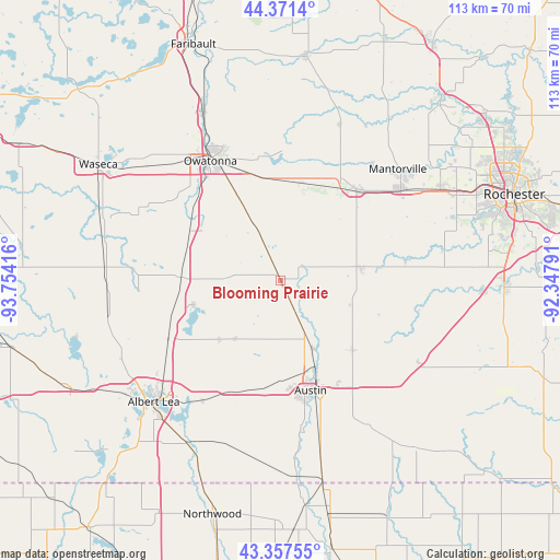 Blooming Prairie on map