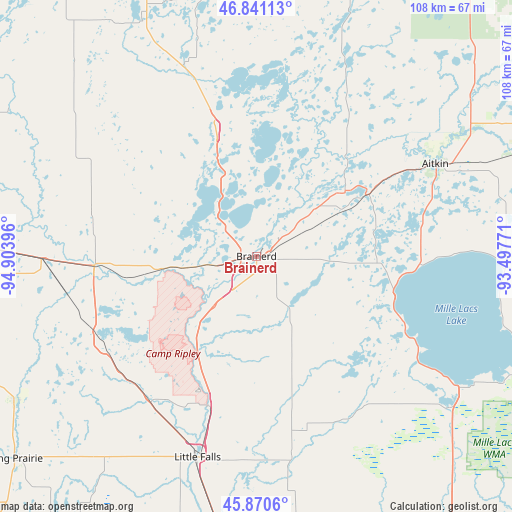 Brainerd on map