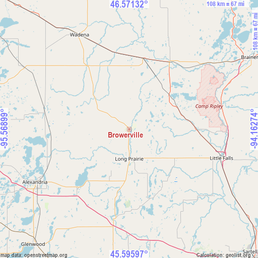 Browerville on map