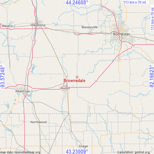 Brownsdale on map