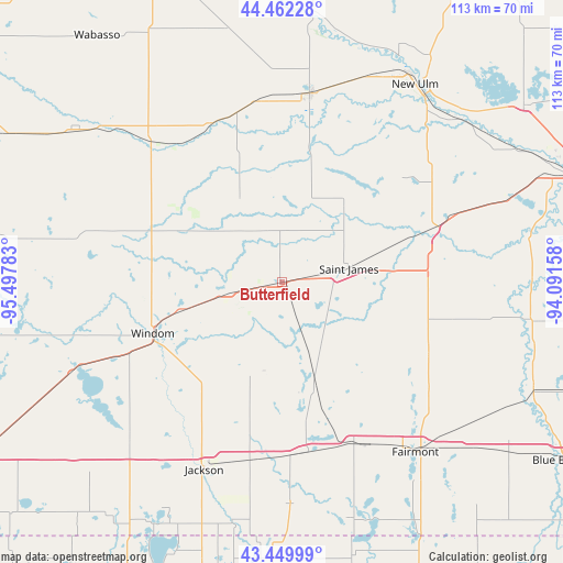 Butterfield on map