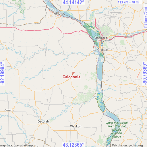 Caledonia on map