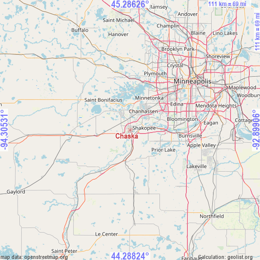 Chaska on map