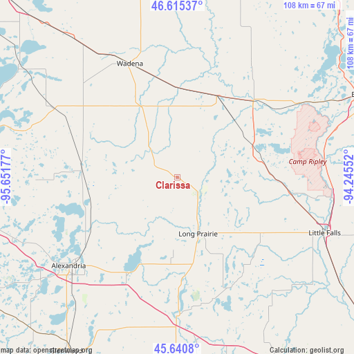 Clarissa on map