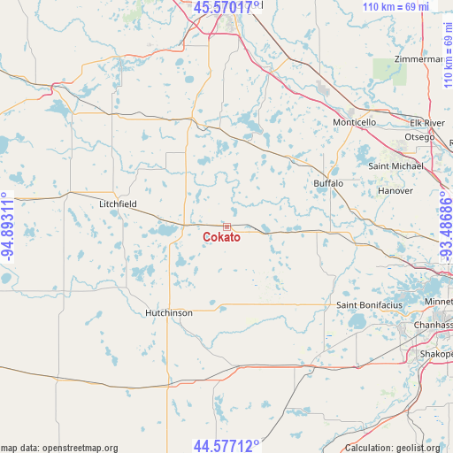 Cokato on map