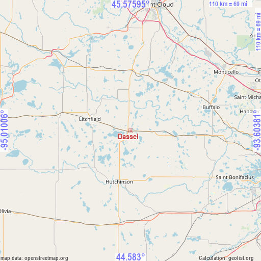 Dassel on map