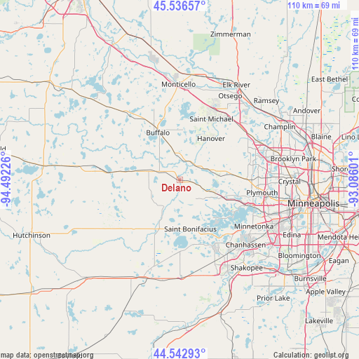 Delano on map