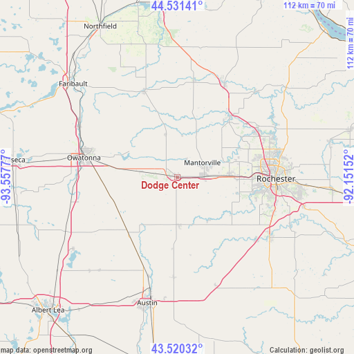 Dodge Center on map
