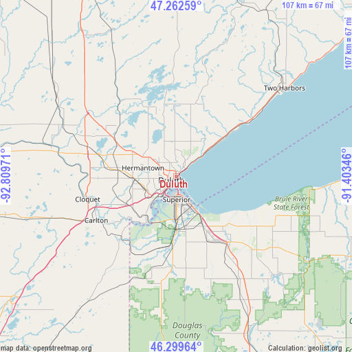 Duluth on map