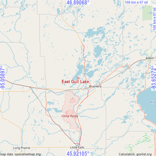 East Gull Lake on map